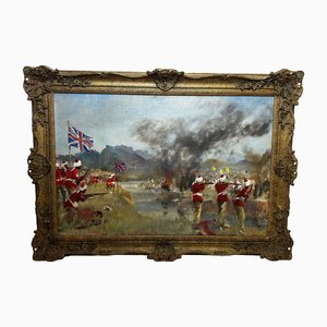 Francis Russell Flint, Military Battle Kam Dakkha, 2nd Afghan War, Oil Painting