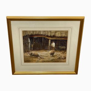 Bertha Rhodes, Tending the Sheep, Watercolour