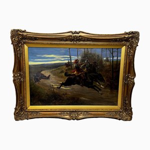 Civil War Royalist Pursued by Roundheads, Escape from Worcester, 1651, Oil Painting, Framed