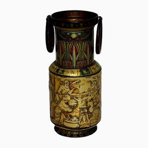 Kleine antike britische Biskuit-Blechvase, 1920er