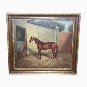 Frederick Albert Clarke, Race Horse Spion Kop Winner Derby Stakes, inizio XX secolo, dipinto ad olio