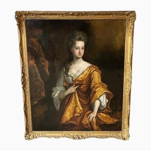 Circle of Godfrey Kneller, Portrait of Lady Elizabeth Countess of Westmorland in Golden Dress, 17th Century, Oil Painting