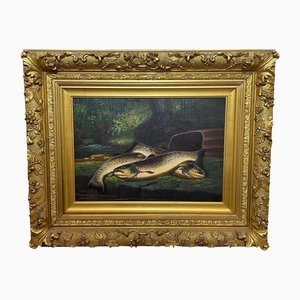 James Russell, Burn Trout Fish Caught Culroy Burn River, Oil Painting, 1914