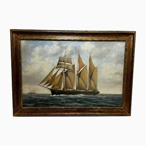 John L Chapman, British Seascape Schooner Sailing Ship Kathleen & May, XX secolo, Dipinto ad olio
