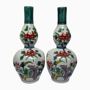 Antique Japanese Meiji Porcelain Vases, Set of 2