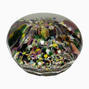 Fermacarte piccolo antico Pebble Inclusions in vetro, Francia, 1850