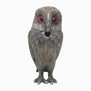 Small Vintage Hallmarked Silver Plate Owl, 1940s