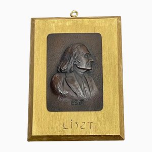 Antique German Bronze Wall Plaque of Franz Liszt