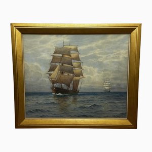 Samuel John Milton Brown, Barque Sailing Ship, 1900, Watercolour