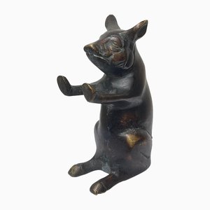 Figura de cerdo publicitaria de carnicero pequeña de bronce, siglo XIX