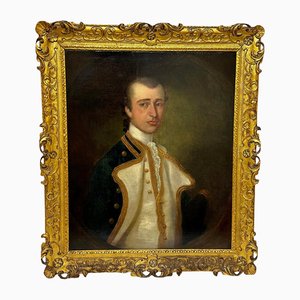 John Simmons Nailsea, British Naval Military Portrait of Captain Gamaliel Nightingale, 1700s, Oil Painting, Framed