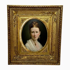 Young Dutch Hague Lady, 19th Century, Oil Painting, Framed