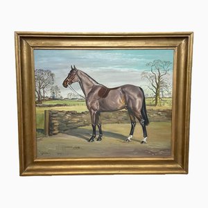 Ritratto di cavallo di Lordswood, metà del XX secolo, dipinto ad olio, con cornice