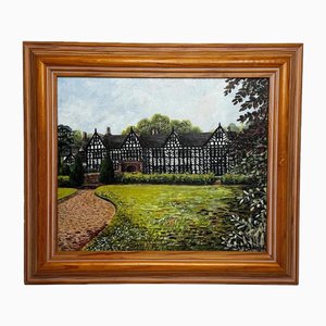 Después de Thomas Allom, Speke Hall Tudor Manor House, pintura al óleo, enmarcado