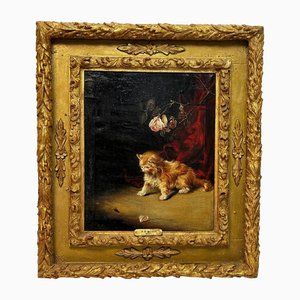 Francisco José Domingo y Marqués, Gato, Pintura al óleo, Enmarcado