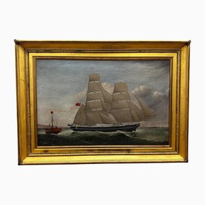 Marine Brigg Ship Susannah Thrift with Pilot St Nicholas, 1880, 19th Century, Large Oil Painting