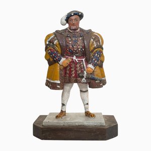 Estatuilla del rey real Enrique VIII de estilo Tudor británico gótico pequeño pintado a mano