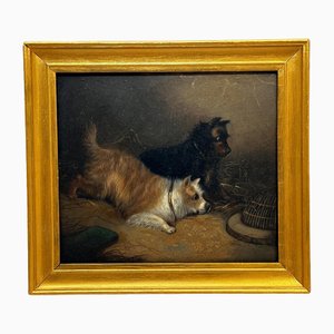 George Armfield, Hunting Terrier Dogs, 1867, Dipinto ad olio, Incorniciato