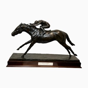 Phillip Blacker, First Edition Race Horse Dunfermline and Jockey Willie Carson, Skulptur aus Bronze, 2002