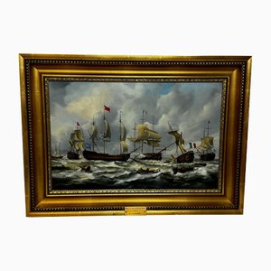 Naval Battle, Quiberon Bay, 1759, Oil Painting