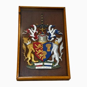 Plaster Heraldic Armorial Shire Coat Arms of Chester Wall Sculpture, Late 20th Century