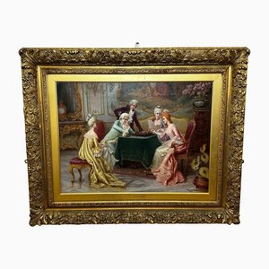 Carlo Ferranti, Ein Schachproblem, Mitte 19. Jh., Ölgemälde