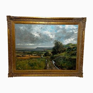 Charles Neal, Large British Impressionist Landscape of Sussex Downs, 1981, Oil Painting, Framed