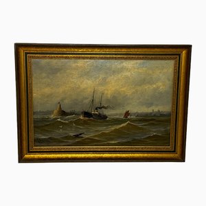 John Davison Liddell, Pilot Tug Boat on Tyne, Oil Painting