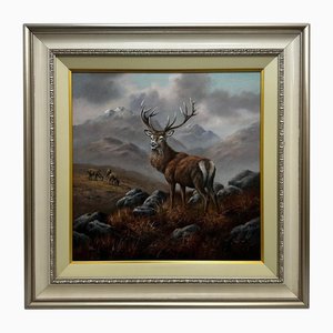 Wendy Reeves, Il cervo delle Highlands scozzesi con Fawn in the Glen, Dipinto ad olio