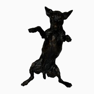Sculpture en Bronze Patiné Jack Russell Première Édition de Chien Debout Britannique de la Fin du 20e Siècle par Lucy Kinsella