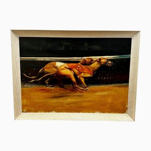 John Rattenbury Skeaping, Greyhound Dogs Racing, Pittura a olio