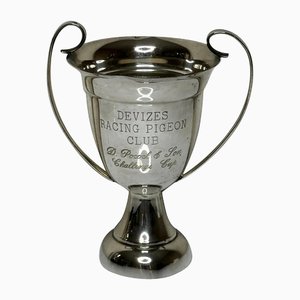 Small Mid-Century British Silver-Plated Wiltshire Devizes Racing Pigeon Club Trophy Cup, 1950s
