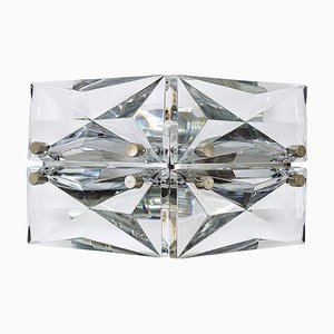 Facetted Crystal & Chrome Sconces / Prism Glass Wall Lights attributed to Kinkeldey, 1970s, Set of 2