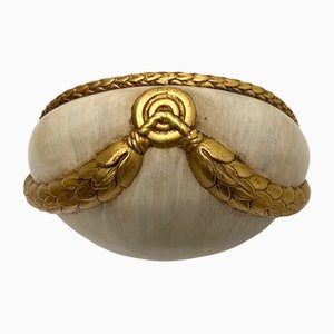 Large Ceramic Half Moon Wall Sconce with Gold Garland, 1960s