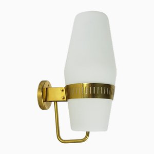 Große Wandleuchte aus Messing & Glas von Bruno Gatta für Stilnovo, 1959