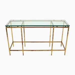 Französischer Konsolentisch aus Messing & Glas, 1960er