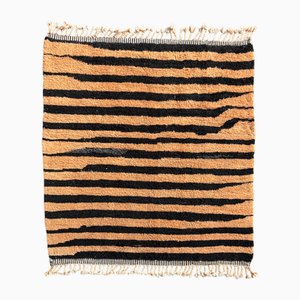 Moroccan Rug with Black and Orange Stripes, 1990s