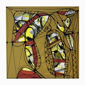Mathias Wunderlich, Abstrakter Kopf und Figur, 2022, Acryl auf Leinwand