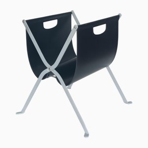 Italian Leather Folding Magazine Rack, 1970s