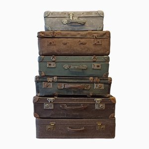 Suitcases, 1940s, Set of 6