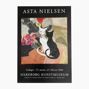 Asta SM Nielsen, Two Cats on Table, 1962, Ausstellungsplakat