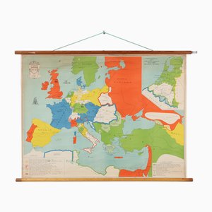 Vintage School Wall Map of Europe 1815-1871, Belgium, 1950s