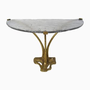 Bronze & Glass Console Table by Lothar Klute