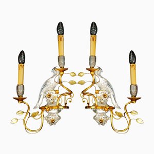 Parrot Bird Wall Lamps from Maison Bagues, 1950s, Set of 2