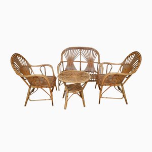Rattan Gartensitzgruppe, 1970er, 4 . Set