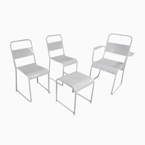 Iron Chairs and Coffee Table, 1960s, Set of 4