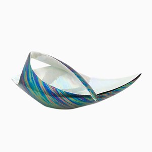 Bol Vintage en Céramique Blanche et Irisée par Lusso, Italie, 1950s