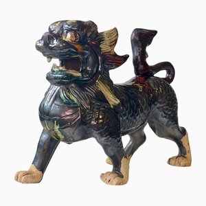 Japanischer Foo Dog im Edo-Stil aus glasierter Keramik