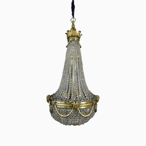 Antique French Chandelier in Bronze and Brass with Ram Heads, 1890s