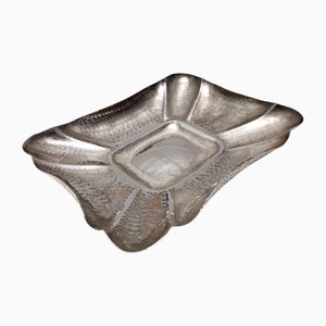 Vassoio vintage placcato in argento sbalzato di Olri, Italia, anni '50